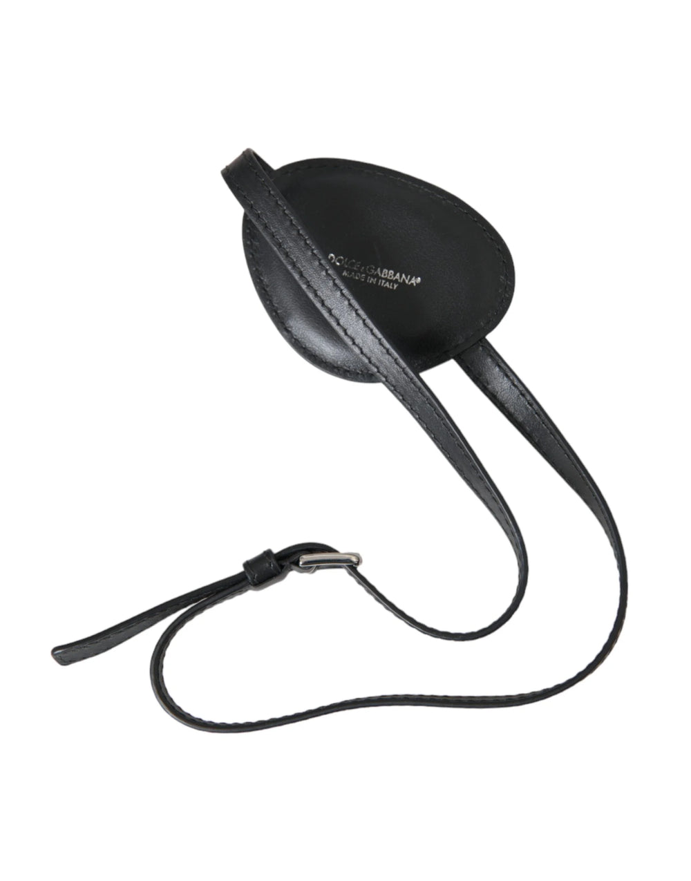 Dolce & Gabbana Black Calfskin Leather Metal DG Logo Eye Patch - Fashion Face Masks