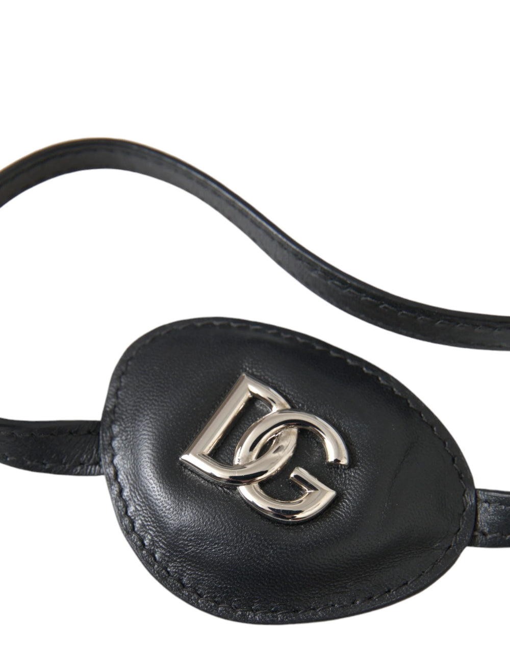 Dolce & Gabbana Black Calfskin Leather Metal DG Logo Eye Patch - Fashion Face Masks