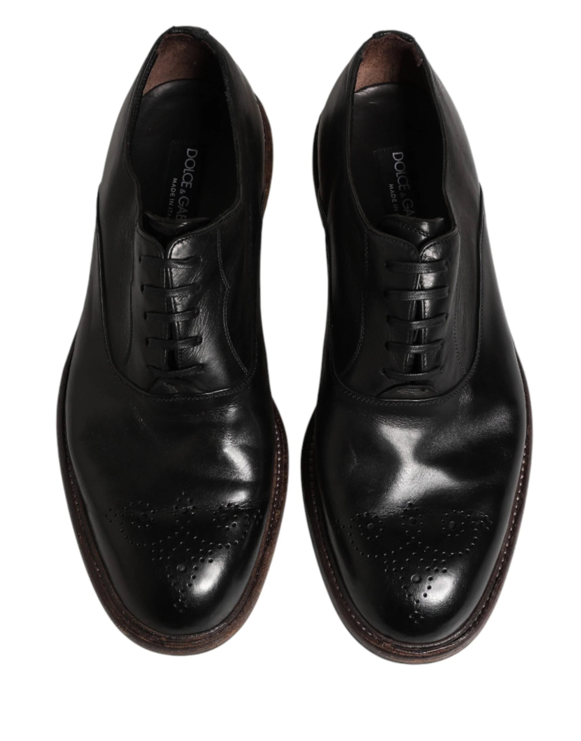 Dolce & Gabbana Black Calfskin Leather Oxford Dress Shoes