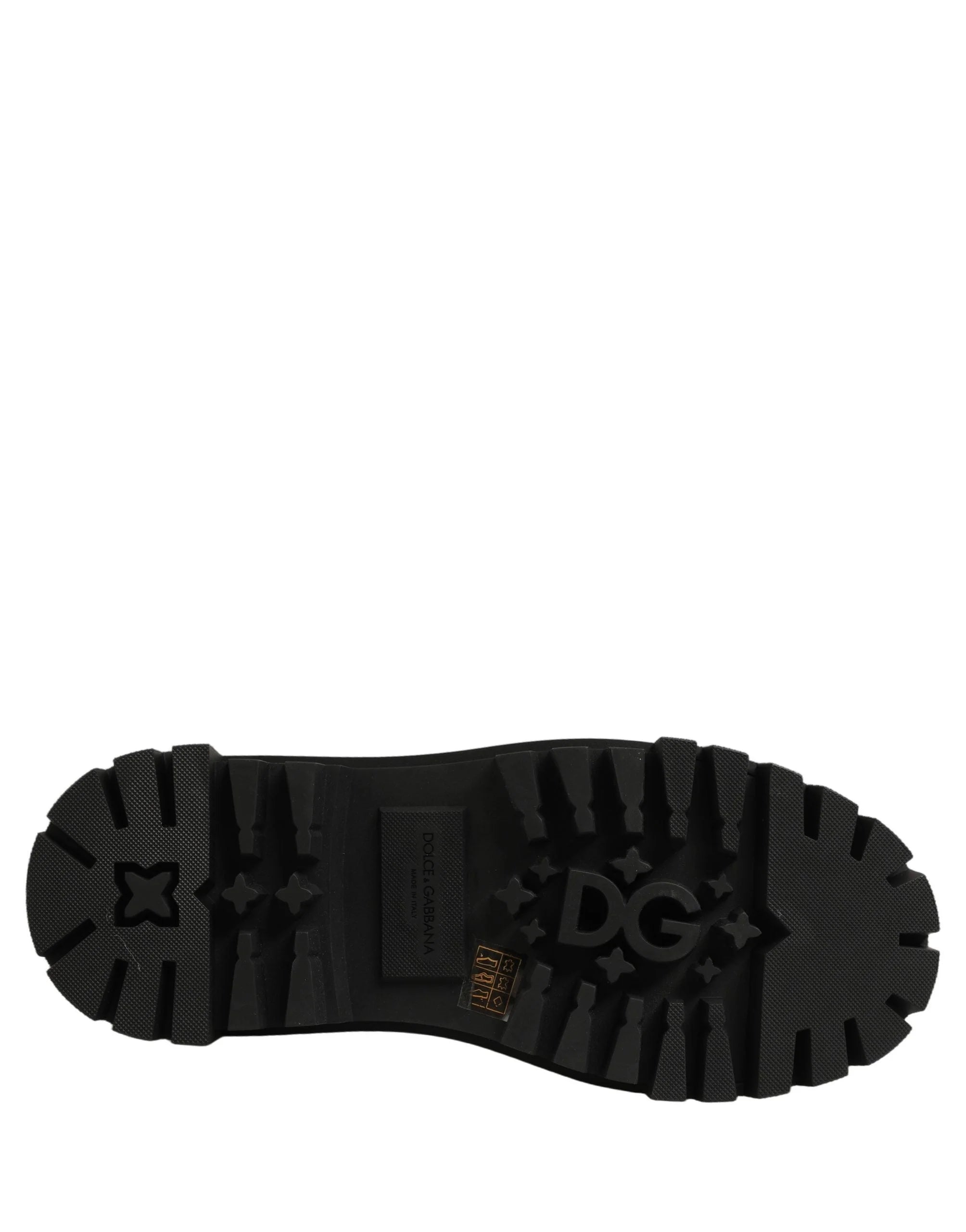 Dolce & Gabbana Black Calfskin Leather Trekking Derby Shoes