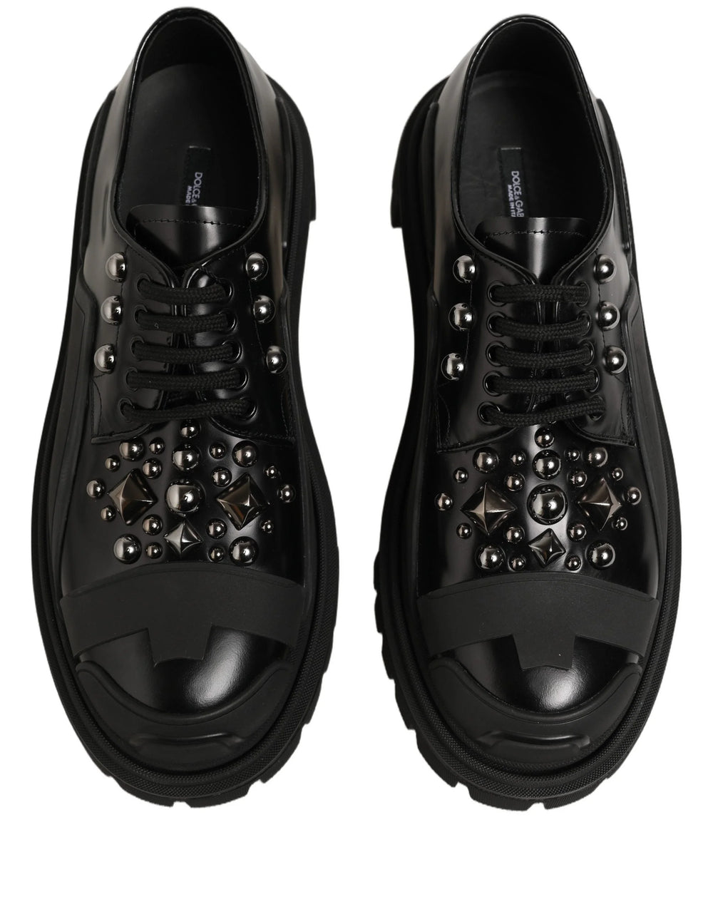 Dolce & Gabbana Black Calfskin Leather Trekking Derby Shoes