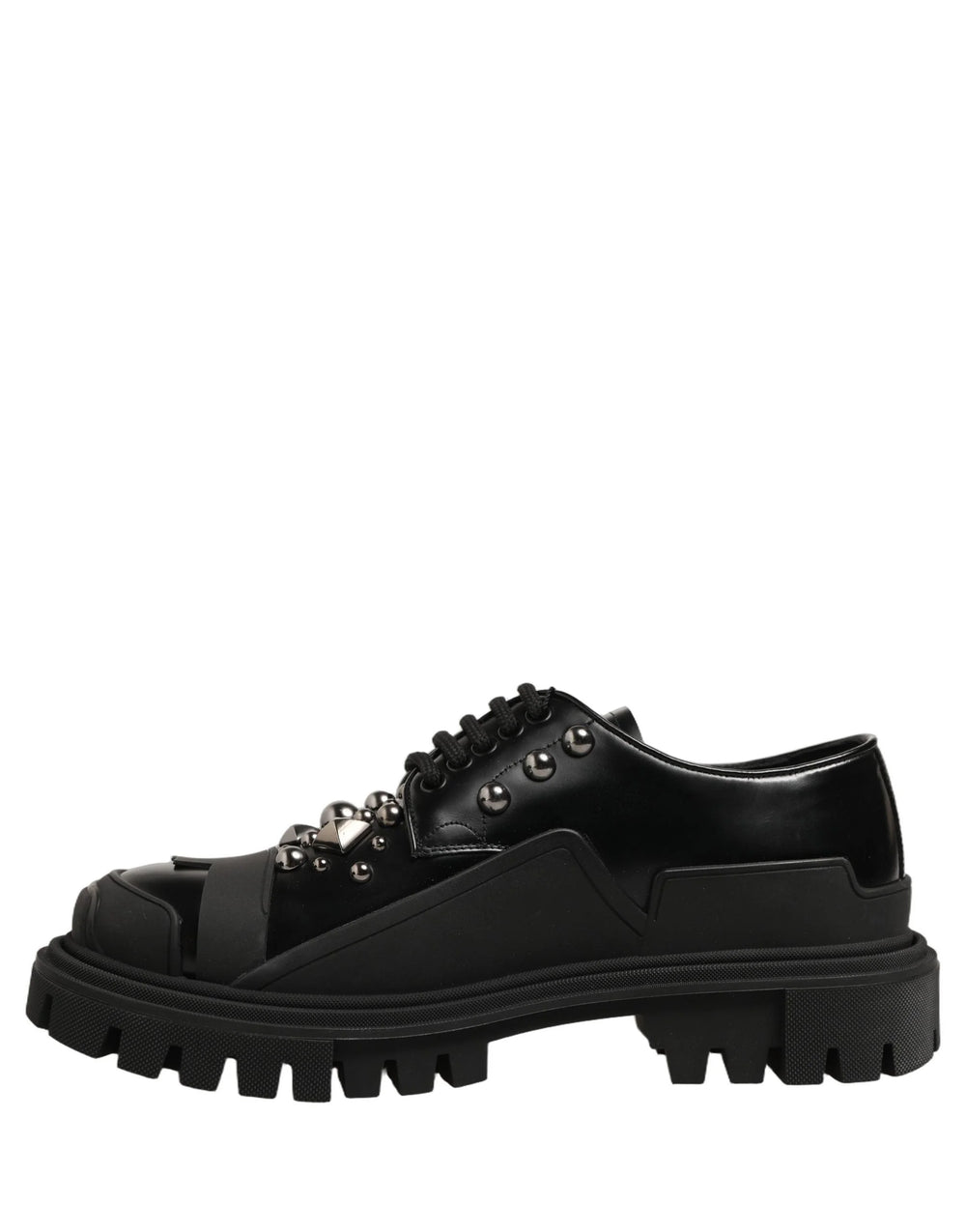 Dolce & Gabbana Black Calfskin Leather Trekking Derby Shoes