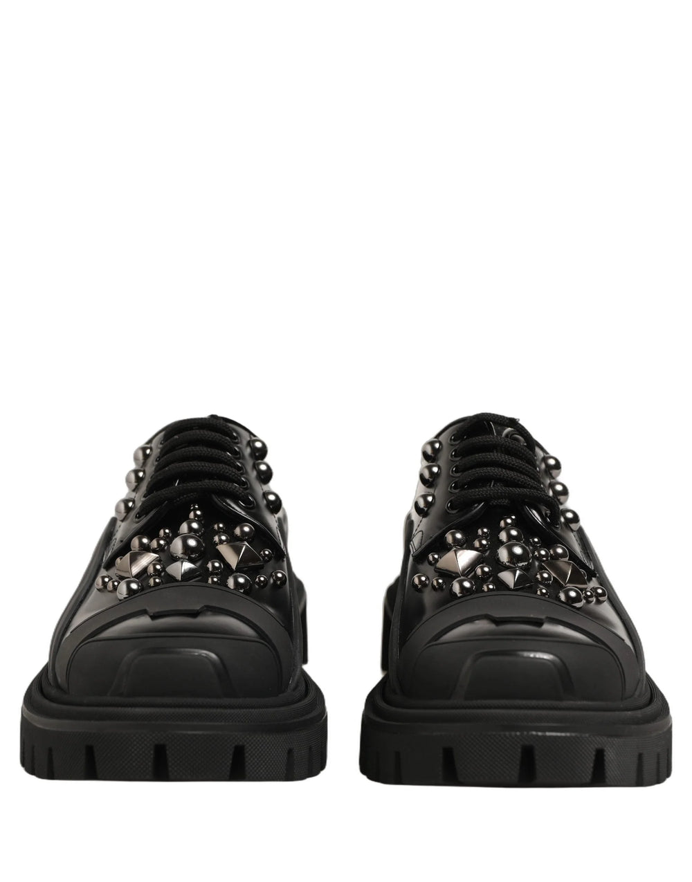 Dolce & Gabbana Black Calfskin Leather Trekking Derby Shoes
