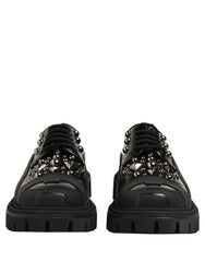 Dolce & Gabbana Black Calfskin Leather Trekking Derby Shoes