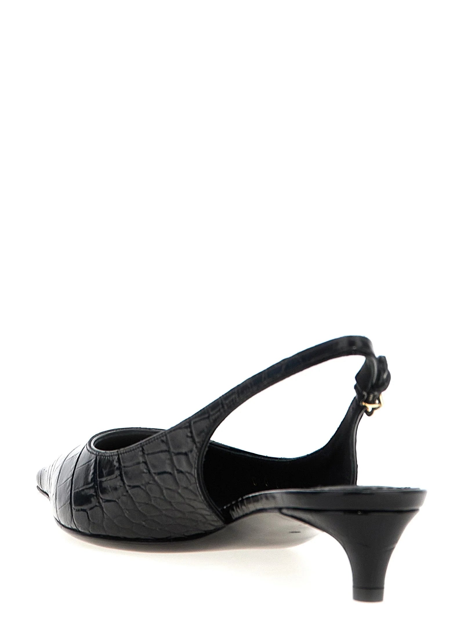 Dolce & Gabbana Black Calfskin Mid Heel Pumps