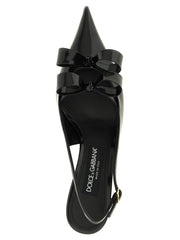 Dolce & Gabbana Black Calfskin Mid Heel Pumps