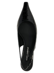 Dolce & Gabbana Black Calfskin Mid Heel Pumps