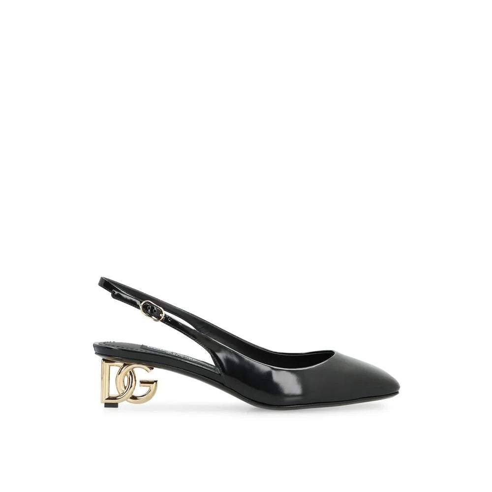 Dolce & Gabbana Black Calfskin Mid Heel Pumps - EU36.5/US6.5