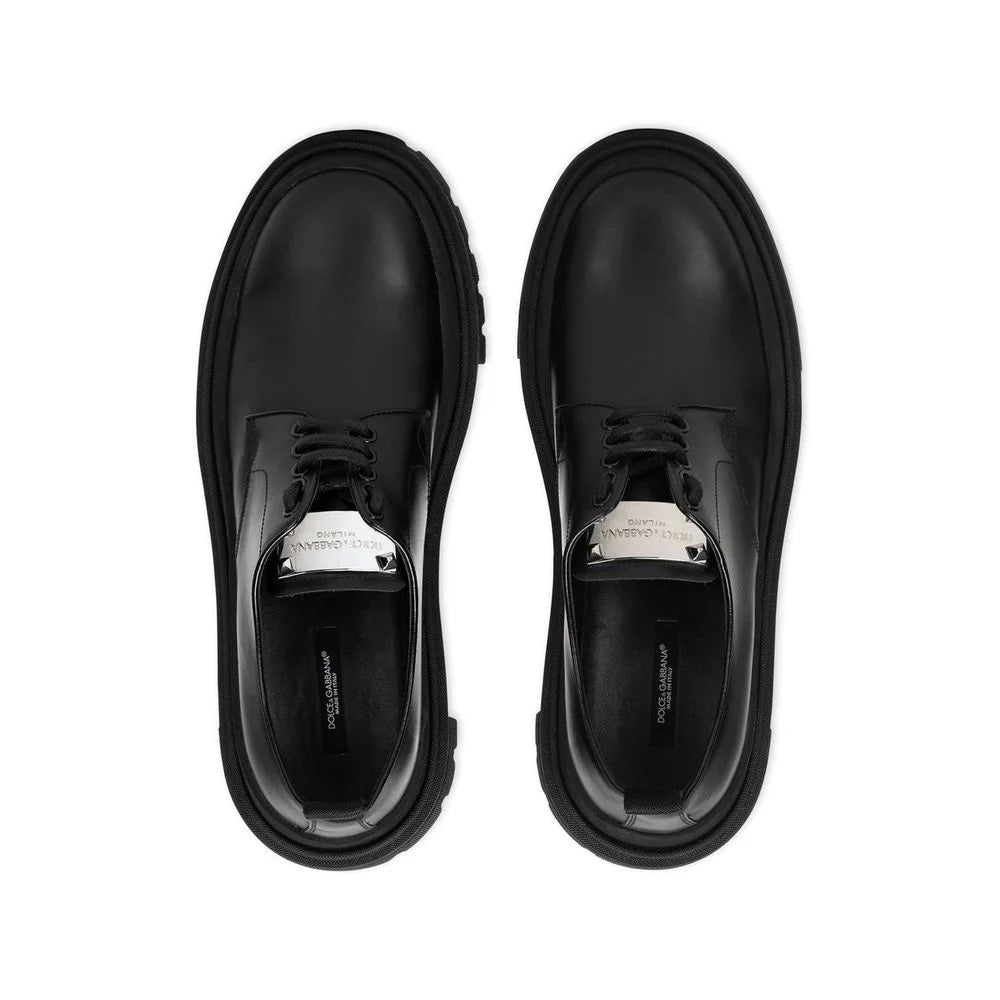 Dolce & Gabbana Black Calfskin Oxfords And Derbies - EU40.5/US7.5
