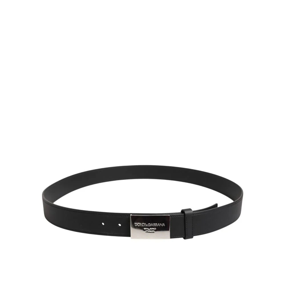 Dolce & Gabbana Black Calfskin Regular Belt - 105 cm / 42 Inches