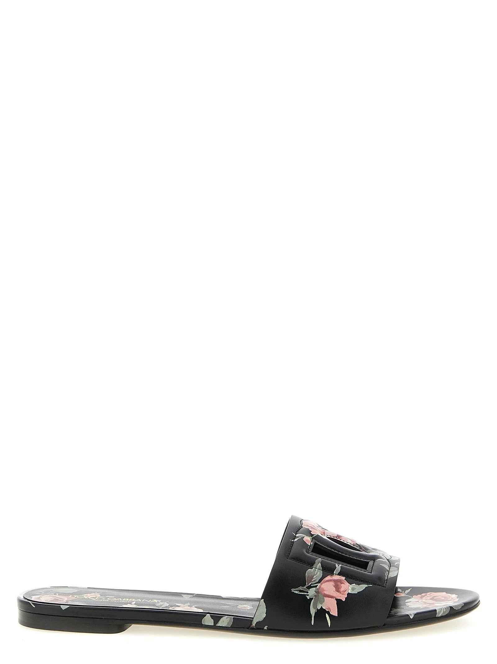 Dolce & Gabbana zwarte kalfslieden slippers van leer met een minimalistische band en verfijnde silhouet voor een tijdloze look.