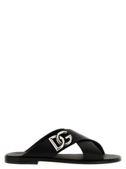 Dolce & Gabbana Black Calfskin Slides - EU 40 | US 7