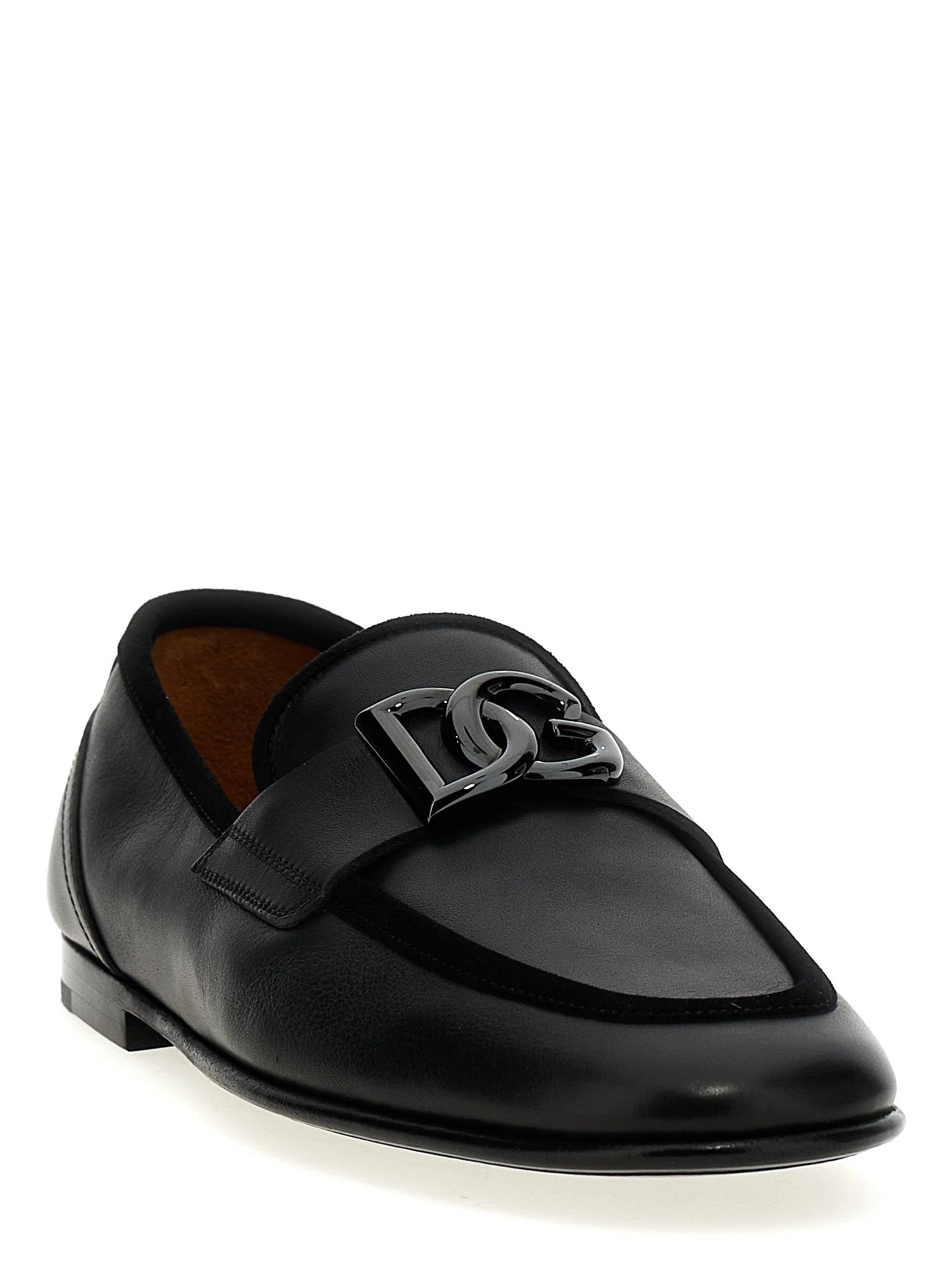 Dolce & Gabbana Black Calfskin Slip-On Loafers