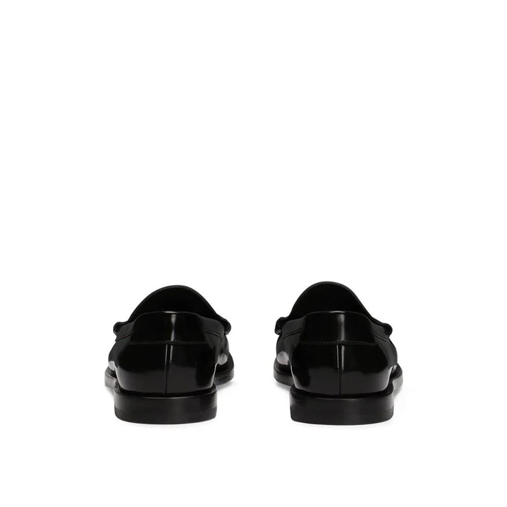 Dolce & Gabbana Black Calfskin Slip-On Loafers