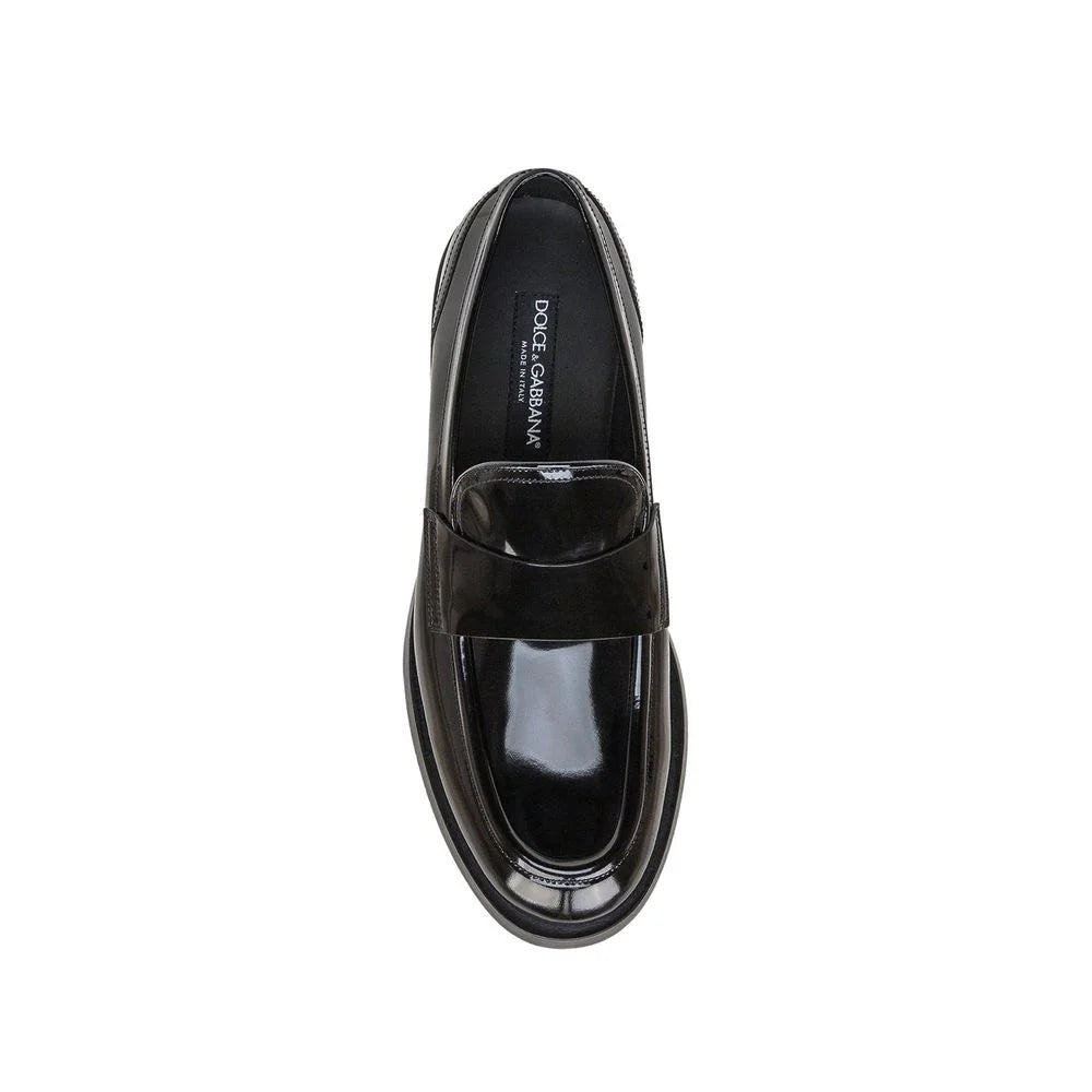 Dolce & Gabbana Black Calfskin Slip-On Loafers - EU39/US6