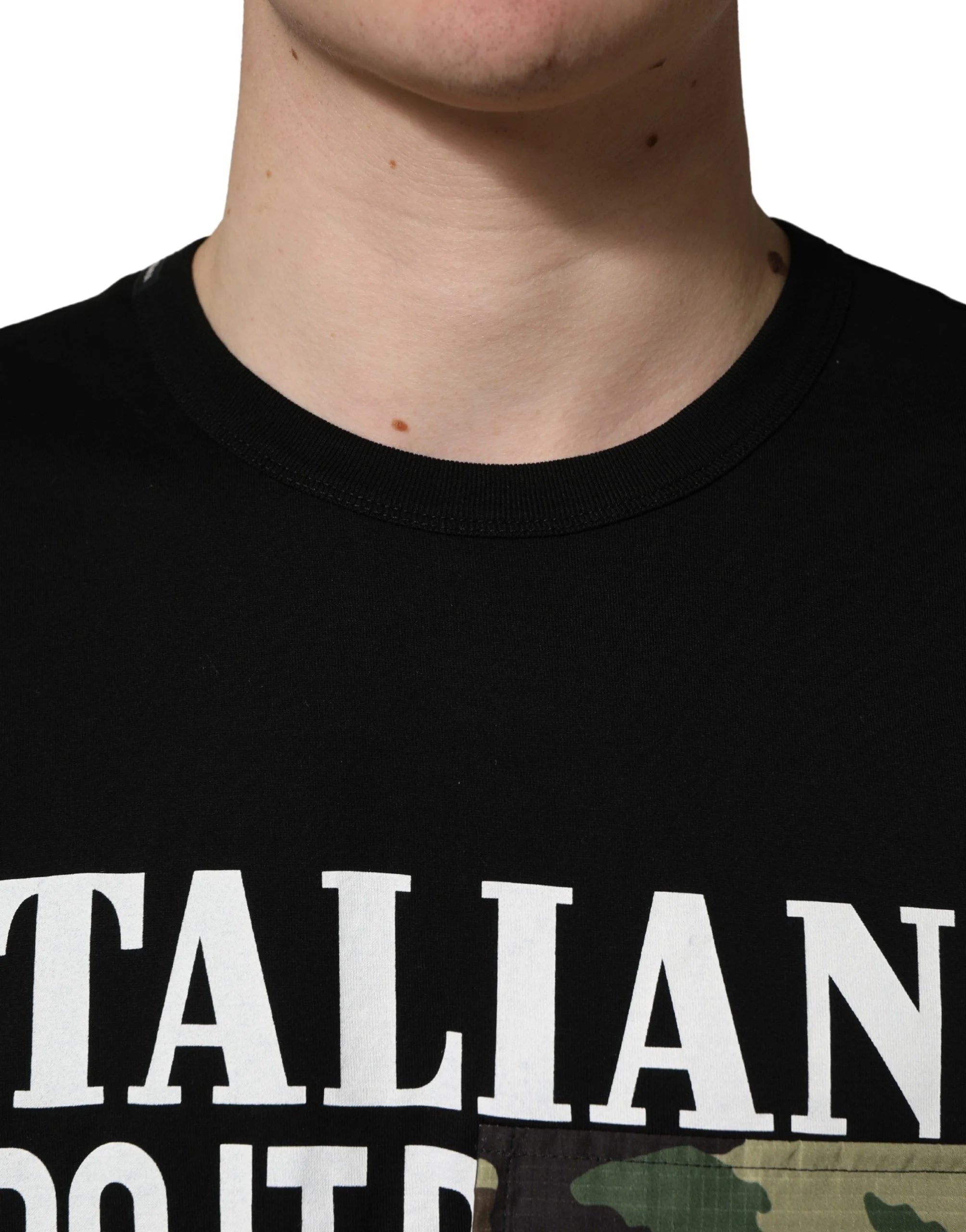 Dolce & Gabbana Black Camouflage Graphic Cotton Crewneck T-shirt - IT60 | 3XL