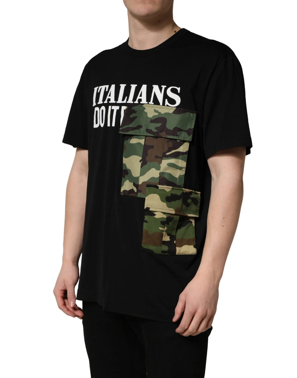 Dolce & Gabbana Black Camouflage Graphic Cotton Crewneck T-shirt - IT60 | 3XL