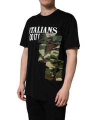 Dolce & Gabbana Black Camouflage Graphic Cotton Crewneck T-shirt - IT60 | 3XL
