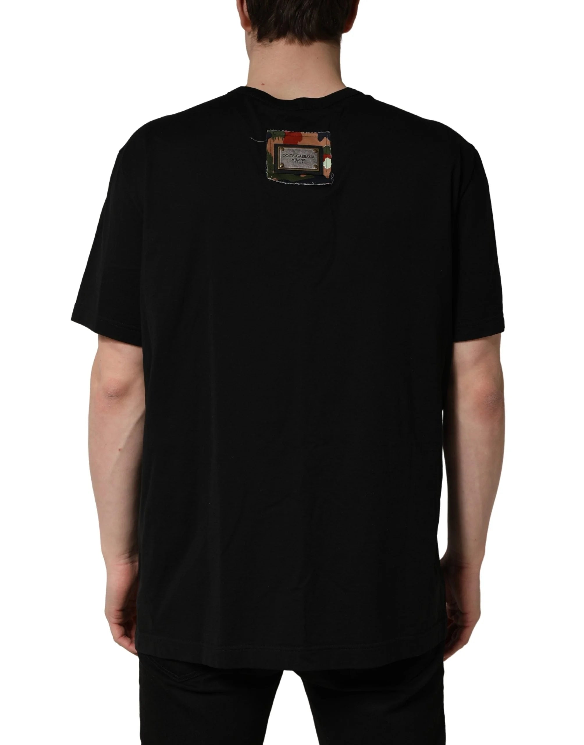 Dolce & Gabbana Black Camouflage Graphic Cotton Crewneck T-shirt - IT60 | 3XL