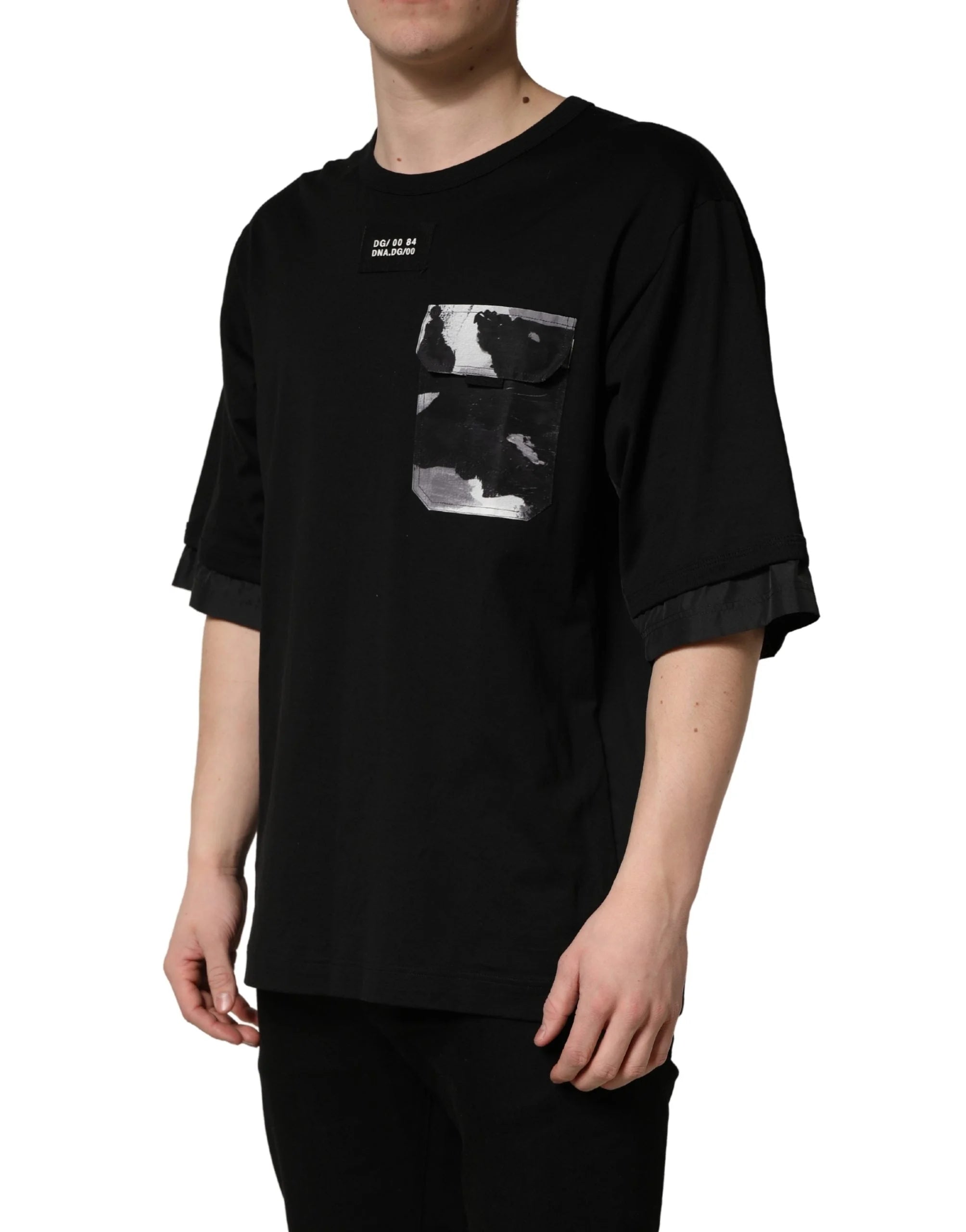 Dolce & Gabbana Black Camouflage Pocket Oversized T-shirt - IT48 | M