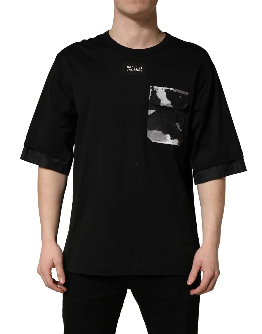 Dolce & Gabbana Black Camouflage Pocket Oversized T-shirt - IT48 | M