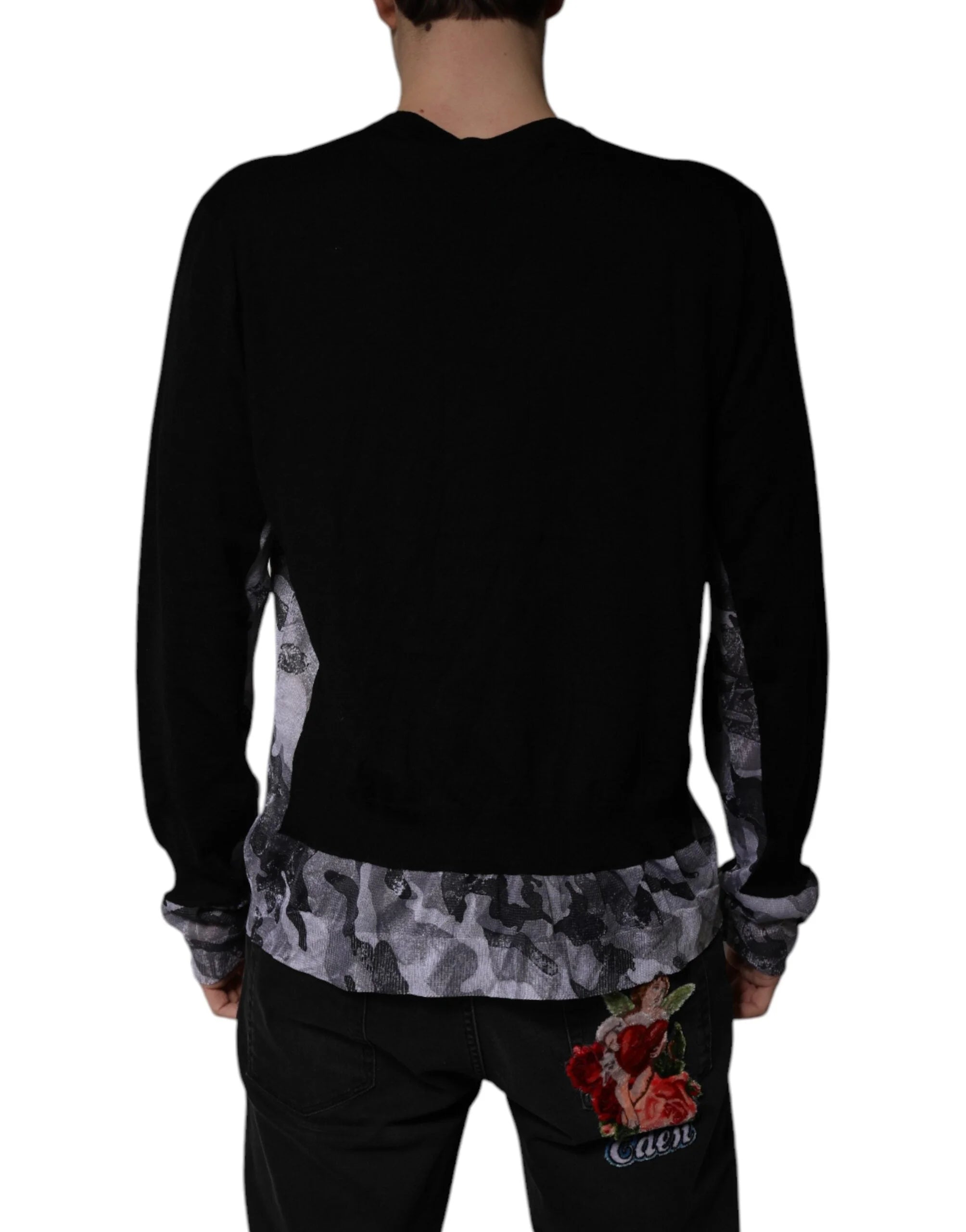 Dolce & Gabbana Black Camouflage V-neck Pullover Sweater - IT54 | XL - Sweaters