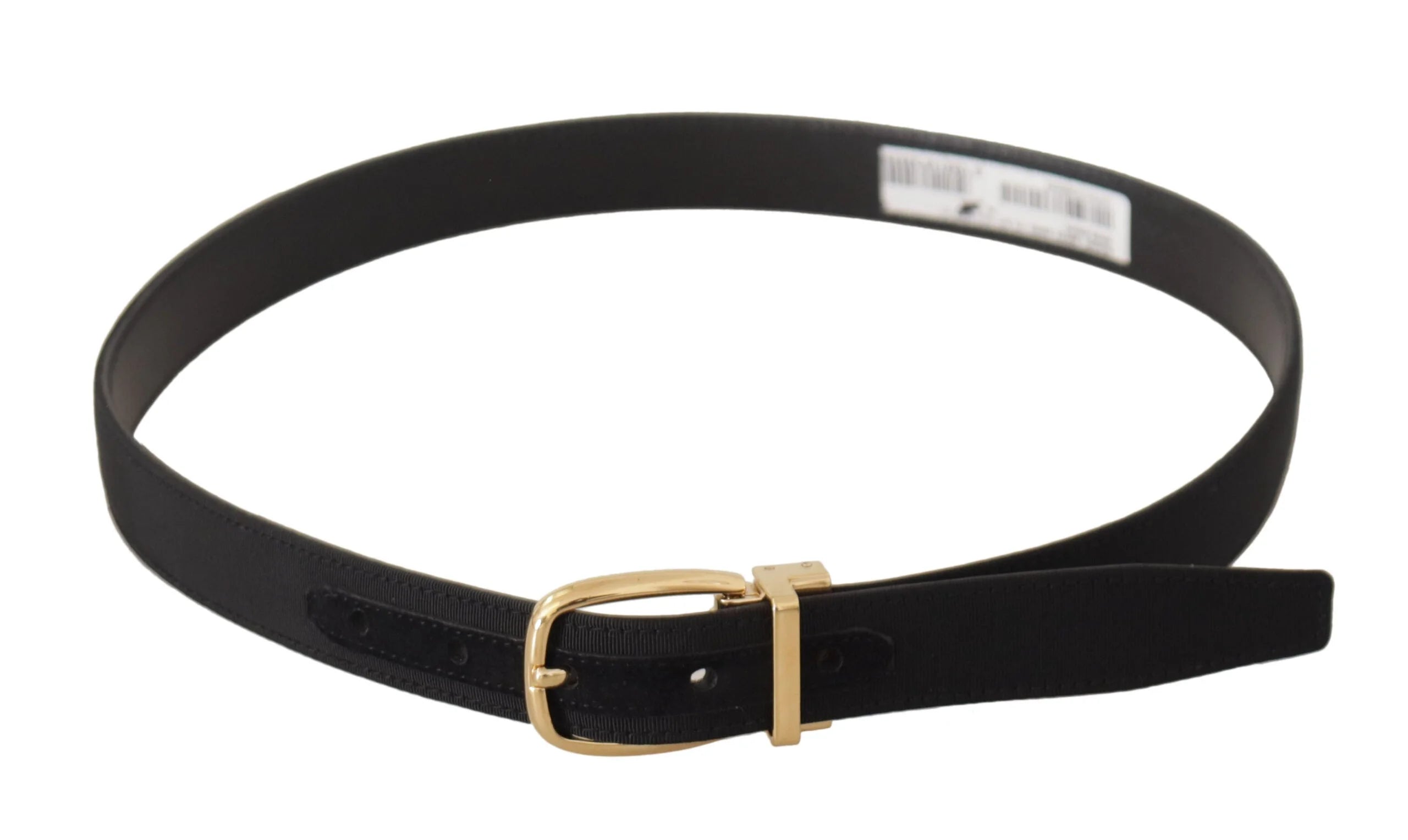 Dolce & Gabbana Black Canvas Leather Gold Metal Buckle Belt - 80 cm / 32 Inches - Belts