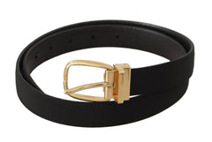 Dolce & Gabbana Black Canvas Leather Gold Metal Buckle Belt - 80 cm / 32 Inches - Belts