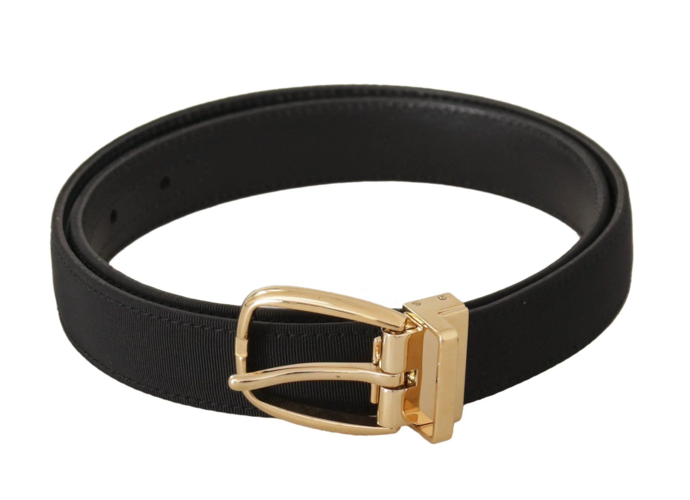 Dolce & Gabbana Black Canvas Leather Gold Metal Buckle Belt - 80 cm / 32 Inches - Belts
