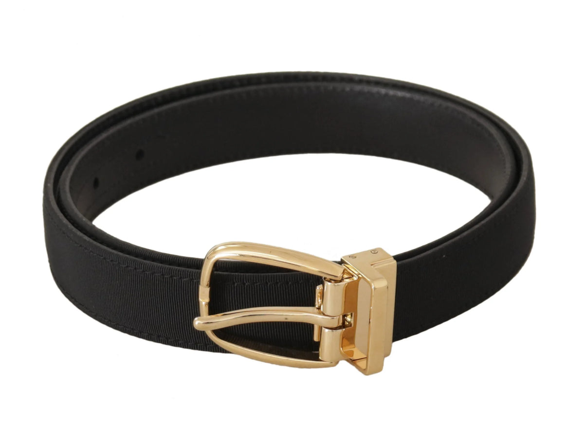 Dolce & Gabbana Black Canvas Leather Gold Metal Buckle Belt - 80 cm / 32 Inches - Belts