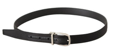 Dolce & Gabbana Black Canvas Leather Silver Logo Metal Buckle Belt - 85 cm / 34 Inches - Belts