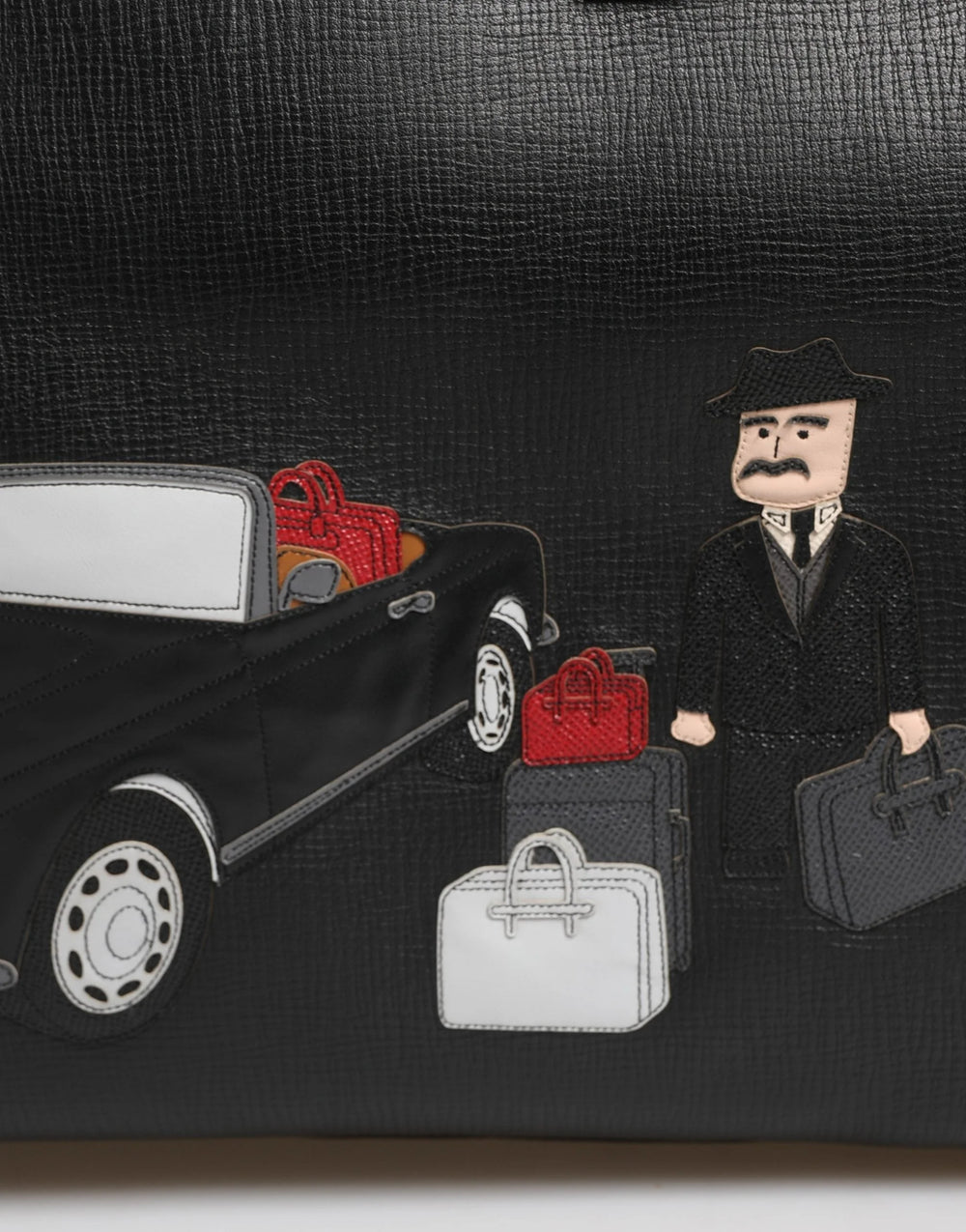 Dolce & Gabbana Musta Nahkalaukku 'Car Man' Applique Weekender-Laukku