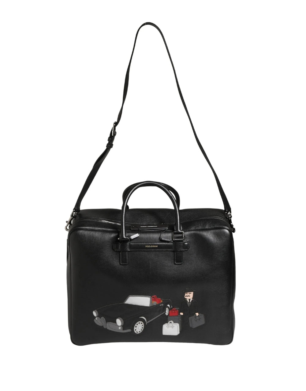 Dolce & Gabbana Musta Nahkalaukku 'Car Man' Applique Weekender-Laukku