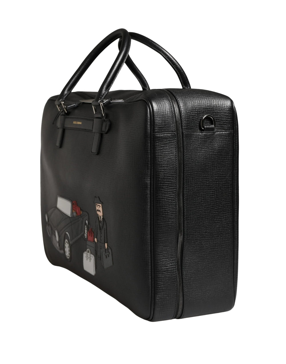 Dolce & Gabbana Musta Nahkalaukku 'Car Man' Applique Weekender-Laukku