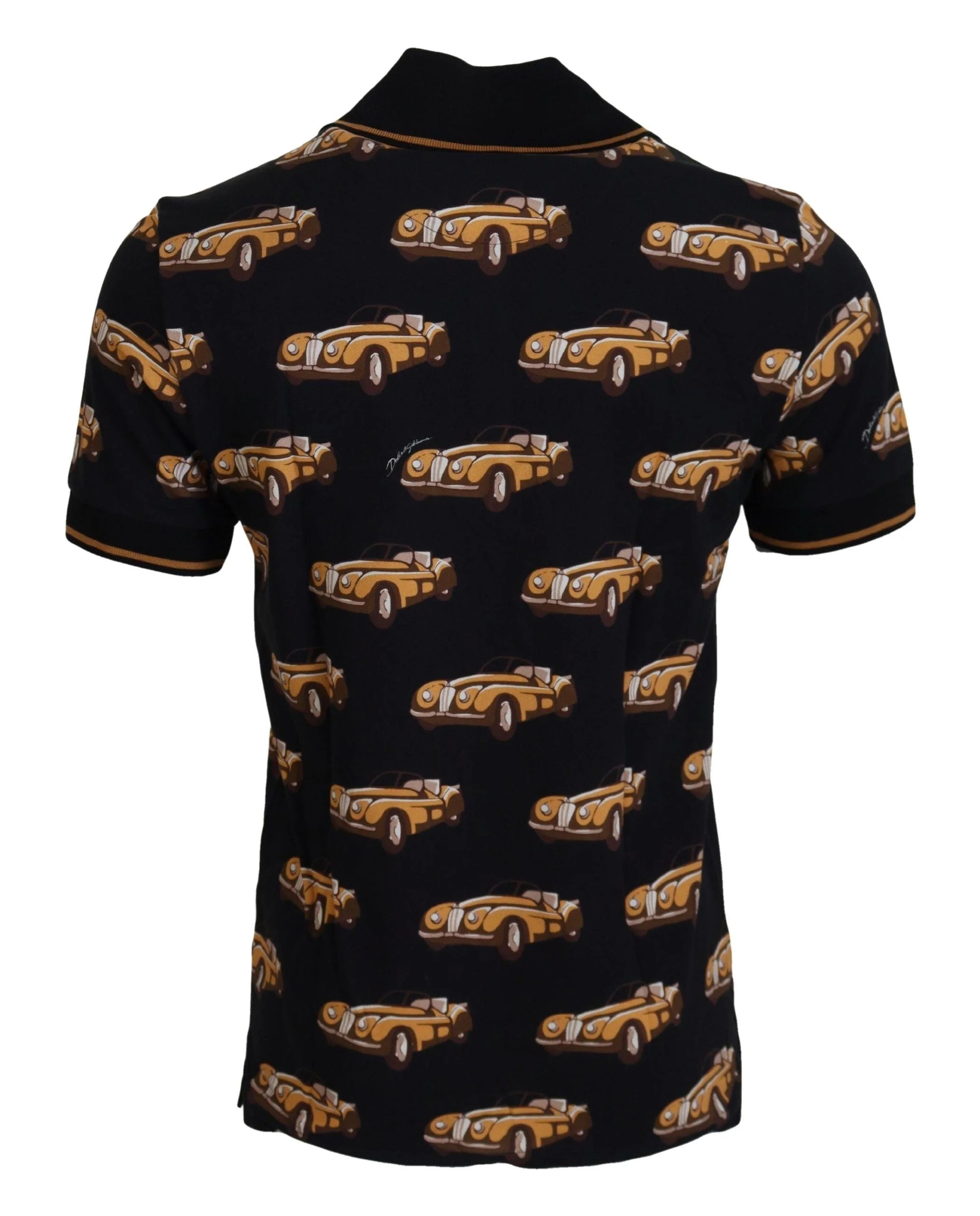 Dolce & Gabbana Black Car Print Short Sleeve Polo T-shirt - IT44 | XS - Polos