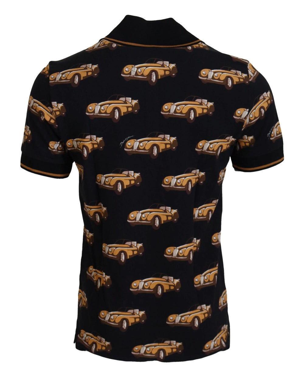 Dolce & Gabbana Black Car Print Short Sleeve Polo T-shirt - IT44 | XS - Polos