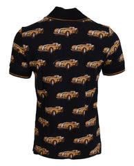 Dolce & Gabbana Black Car Print Short Sleeve Polo T-shirt - IT44 | XS - Polos