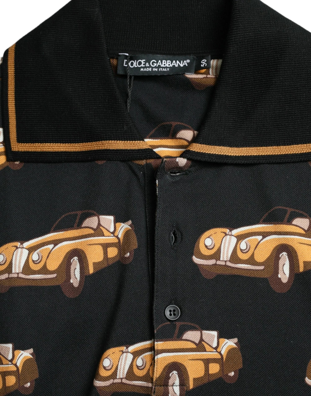Dolce & Gabbana Black Car Print Short Sleeve Polo T-shirt - Polos