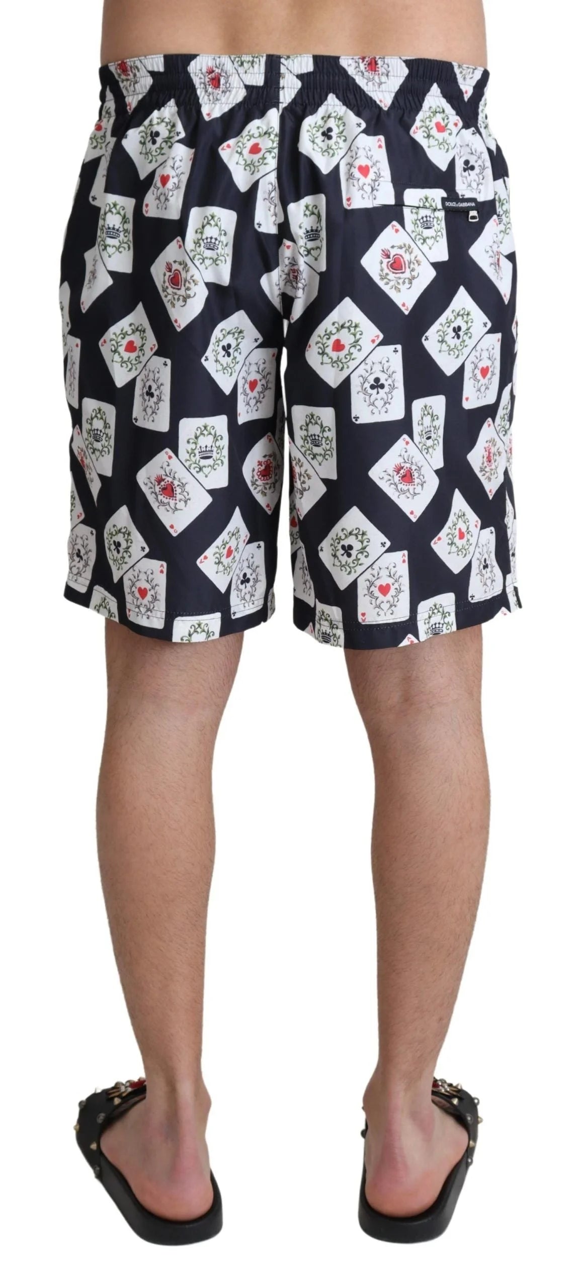 Dolce & Gabbana Black Card Deck Print Beachwear Swimshorts - IT4 | S - Swim Boxers
