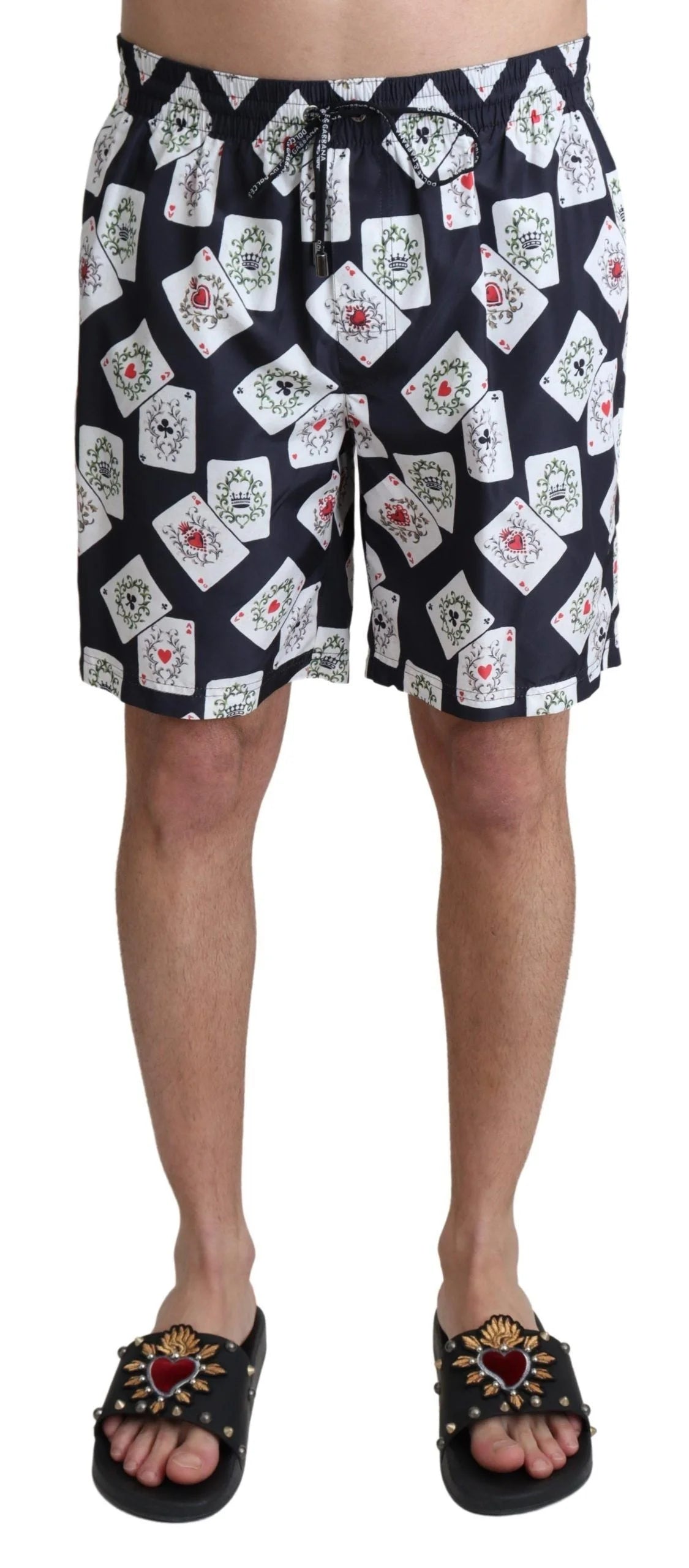 Dolce & Gabbana Black Card Deck Print Beachwear Swimshorts - IT4 | S - Swim Boxers