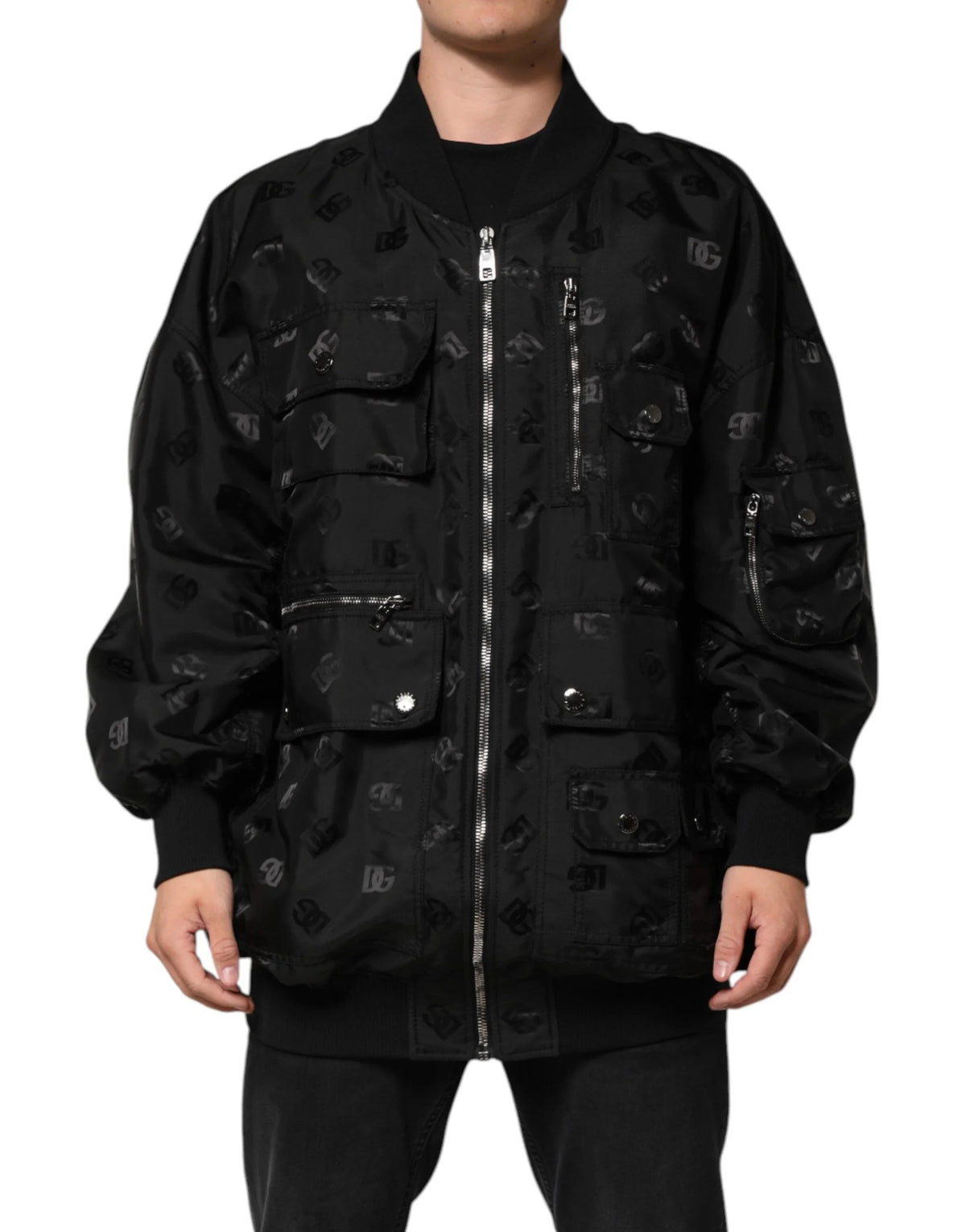 Dolce & Gabbana Black Cargo Windbraker Logo Mania Jacket - IT58 | 3XL - Windbreakers