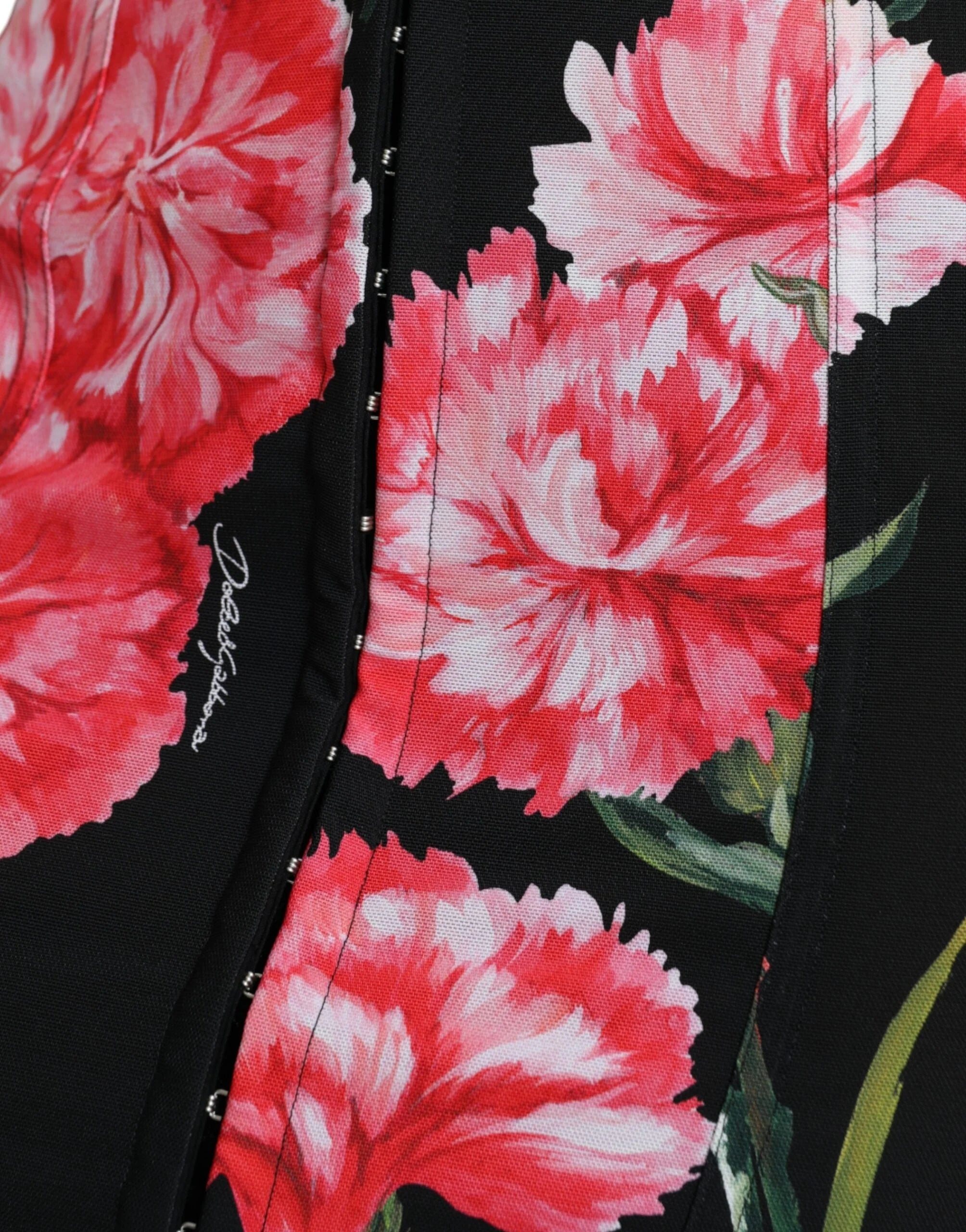 Dolce & Gabbana Black Carnation Pencil Cut Knee Length Skirt - IT36|XXS - Skirts