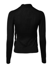 Dolce & Gabbana Black Cashmere Ascot Collar Long Sleeve Top - IT36|XXS - Blouses