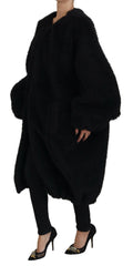 Dolce & Gabbana Black Cashmere Blend Faux Fur Coat Jacket - IT40|S - Overcoats
