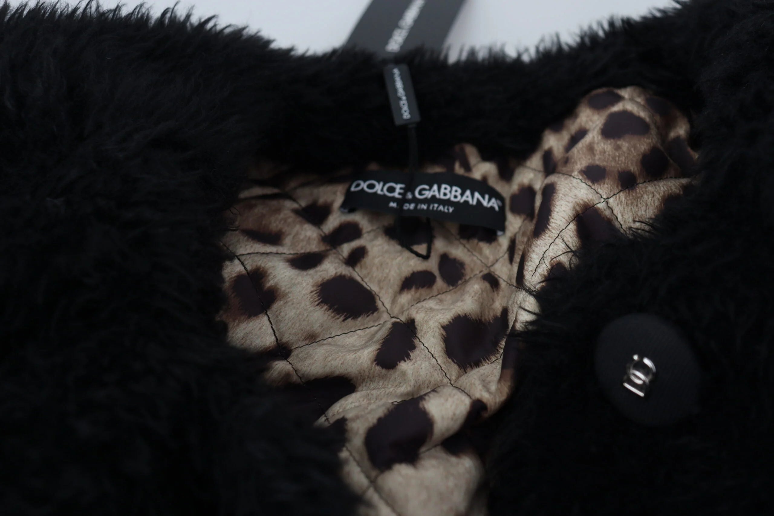 Dolce & Gabbana Black Cashmere Blend Faux Fur Coat Jacket - IT40|S - Overcoats