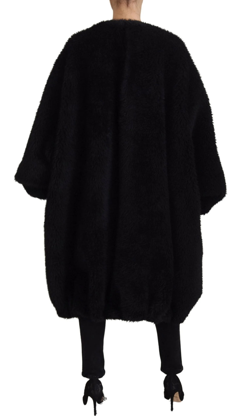 Dolce & Gabbana Black Cashmere Blend Faux Fur Coat Jacket - IT40|S - Overcoats