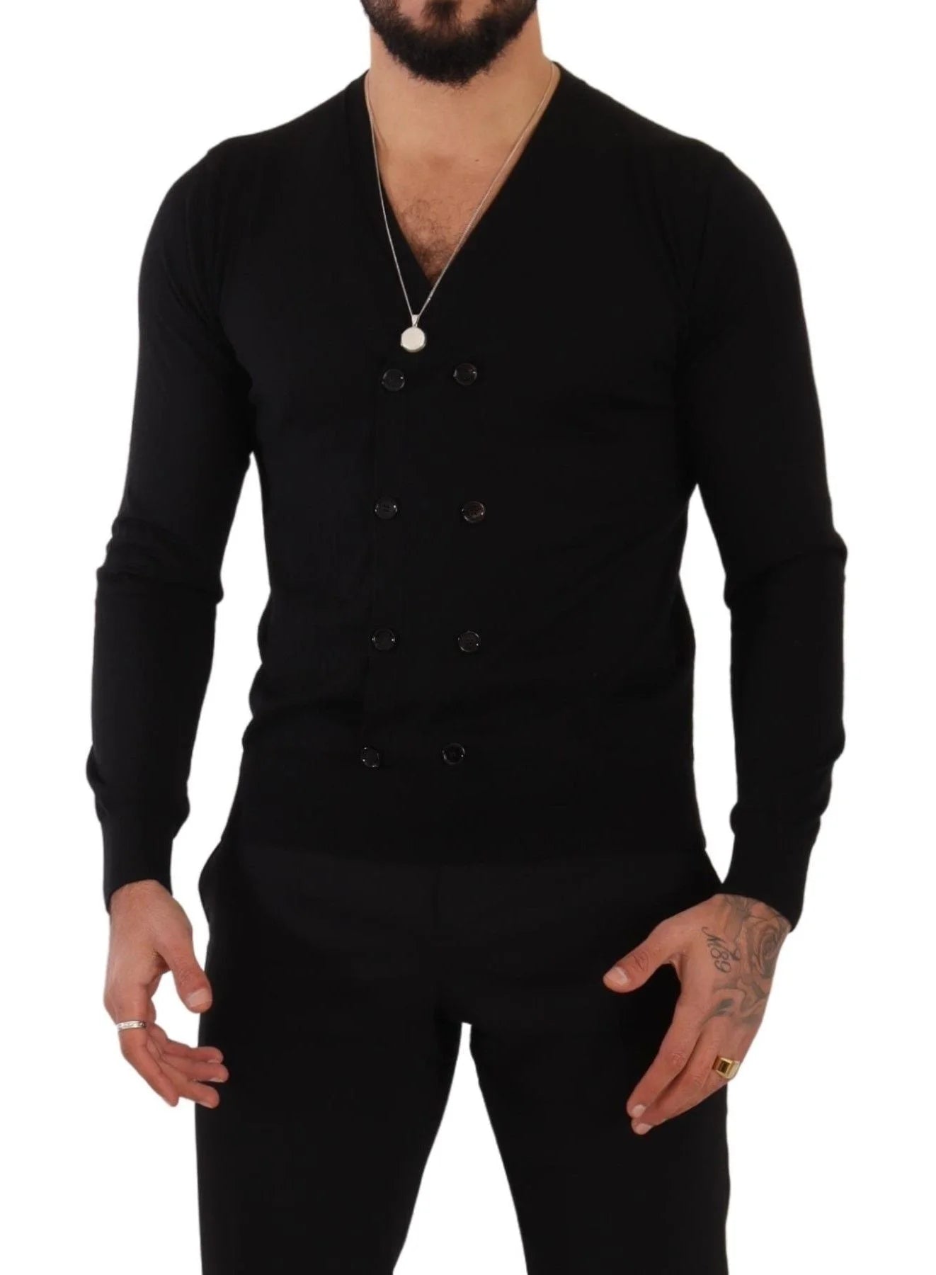 Dolce & Gabbana Black Cashmere Button Down Cardigan Sweater - IT46 | S - Cardigans