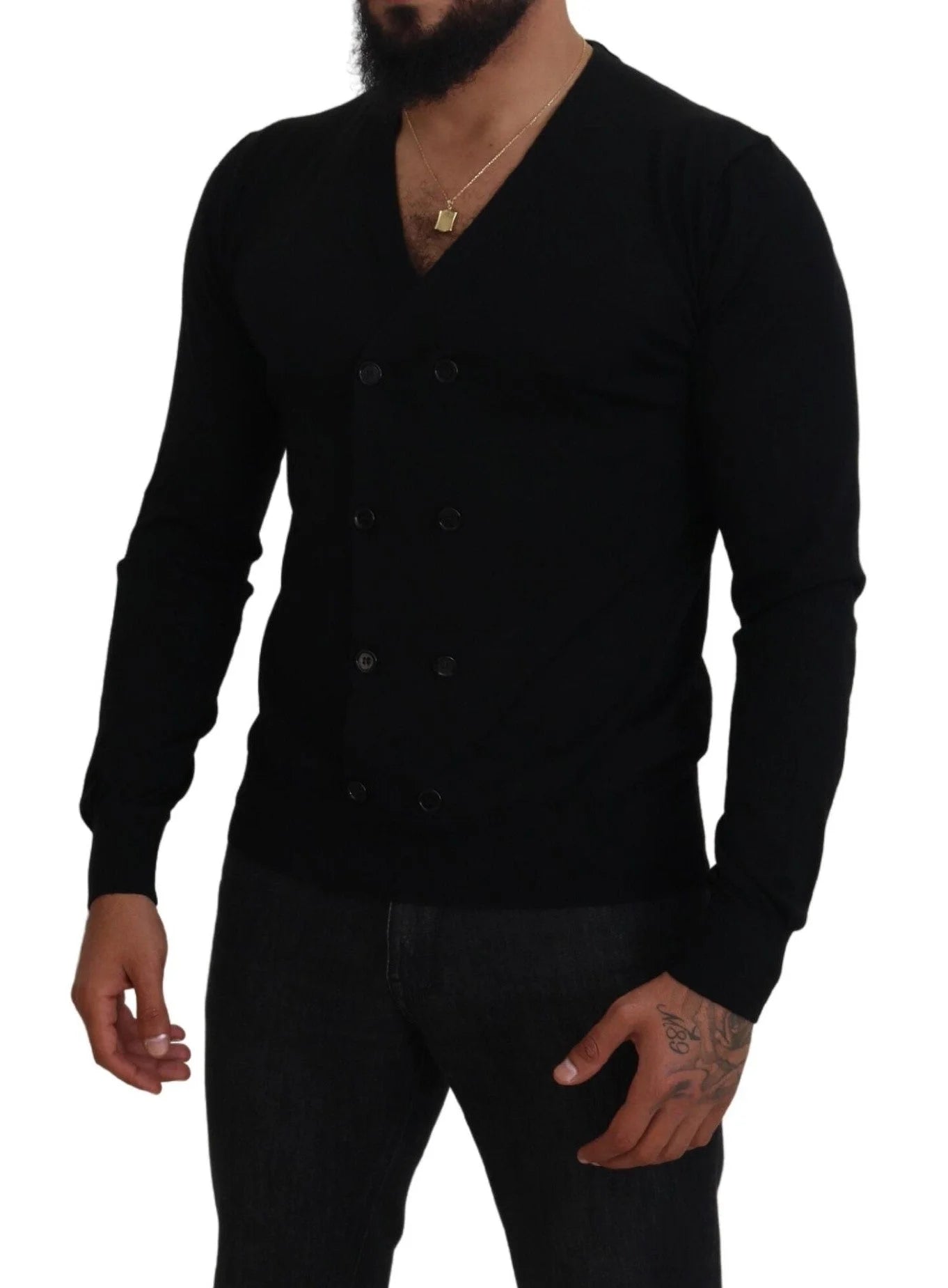 Dolce & Gabbana Black Cashmere Button Down Cardigan Sweater - IT50 | L - Cardigans