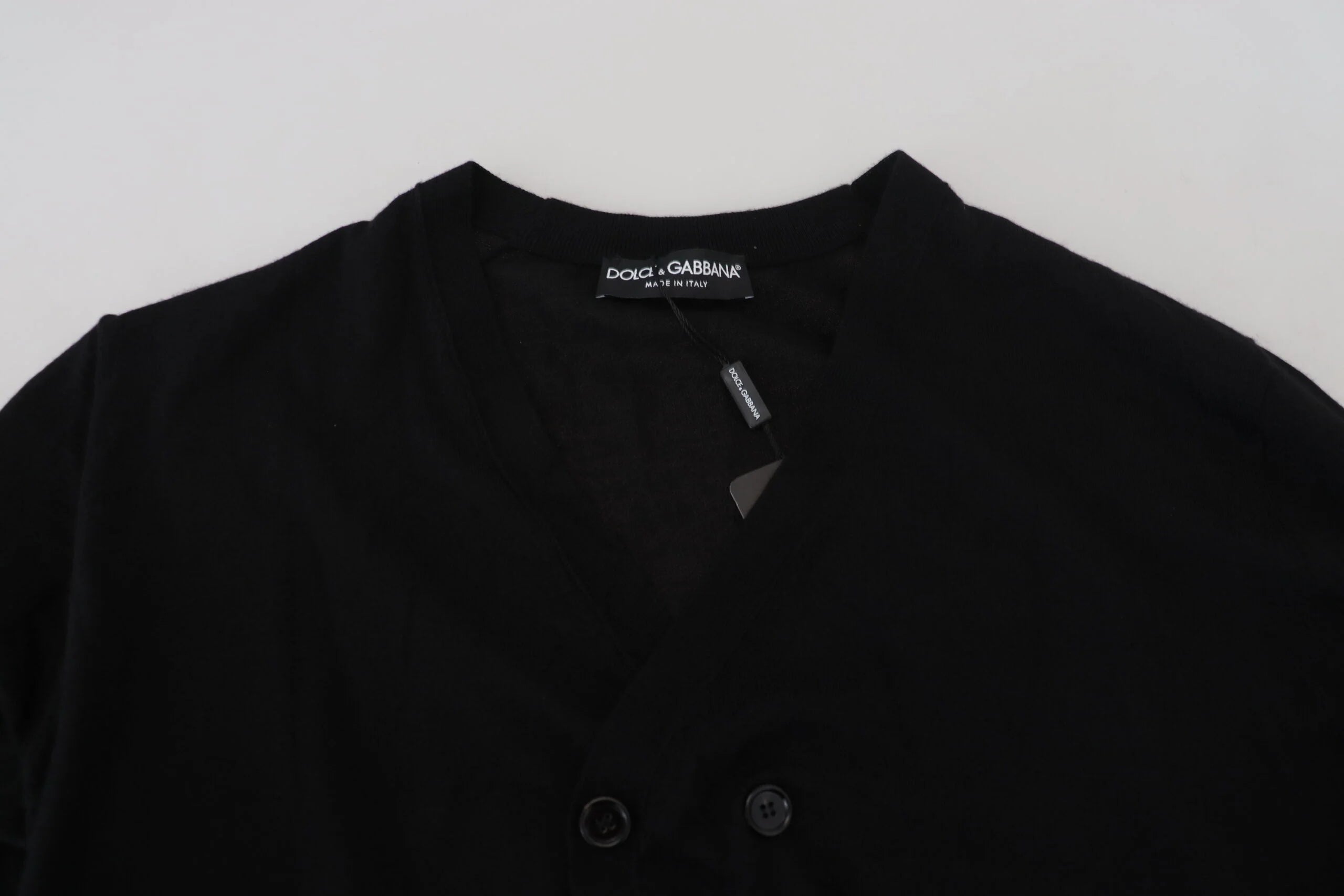 Dolce & Gabbana Black Cashmere Button Down Cardigan Sweater - IT50 | L - Cardigans