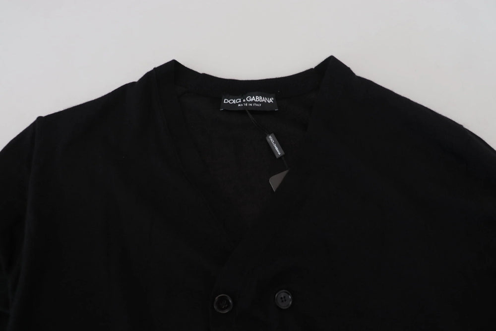 Dolce & Gabbana Black Cashmere Button Down Cardigan Sweater - IT50 | L - Cardigans